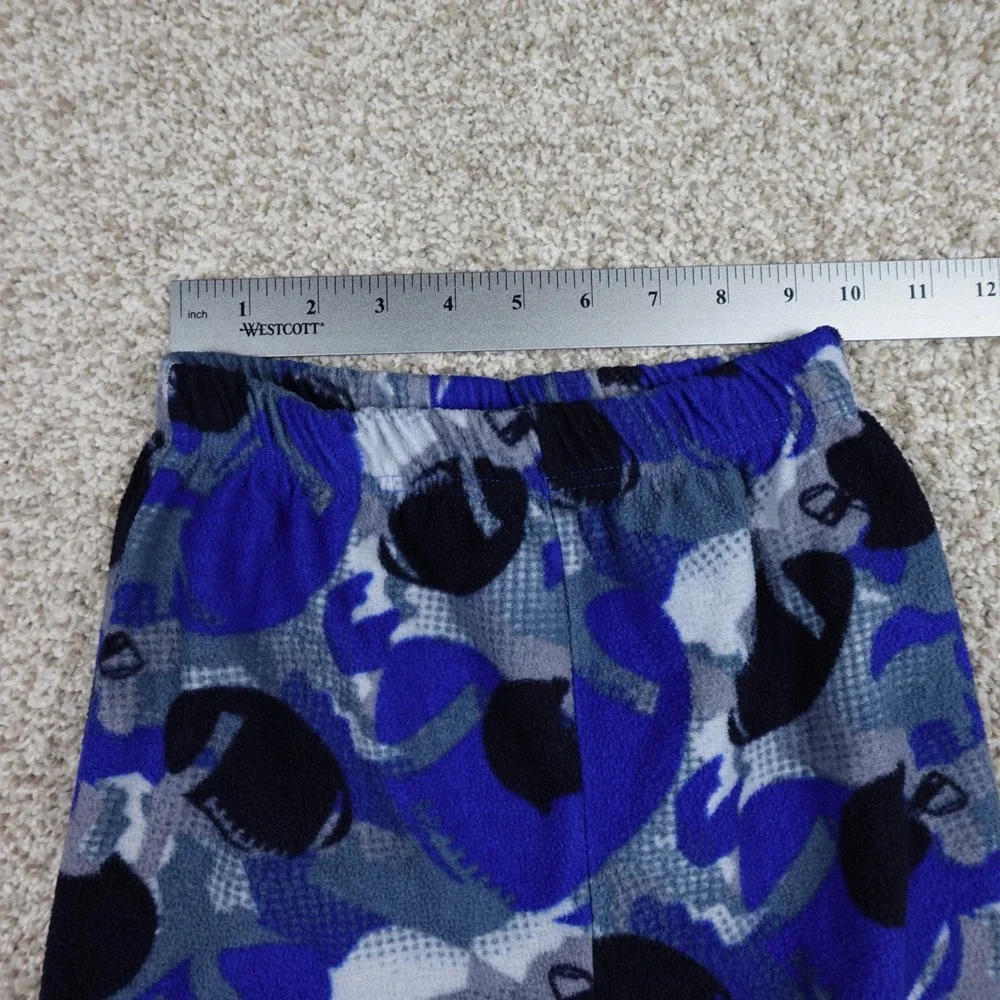 Faded Glory Boys Blue Football Fleece Pajama Pants Size L 10-12 Camo Sports PJ